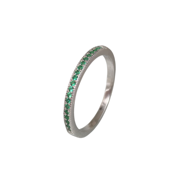 Producto - Anillo Medio Sin Fin Plata 925  Circonitas Verde Esmeralda