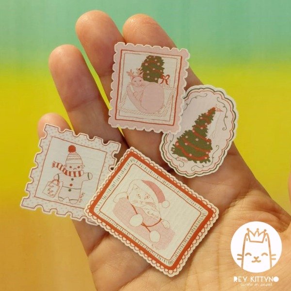 Producto - Estampillas navideñas gatunas