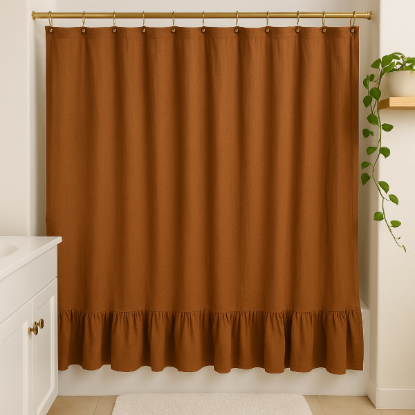 Producto - Cortina de baño con vuelo CANELA