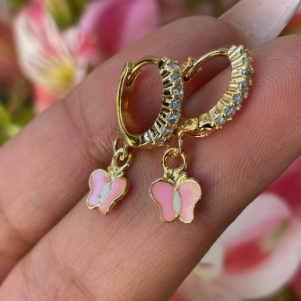 Orecchini Per Bambine In Oro Giallo 9k (375) Con Fiore Rosa Madreperla - Con Scatola Regalo E Certificato