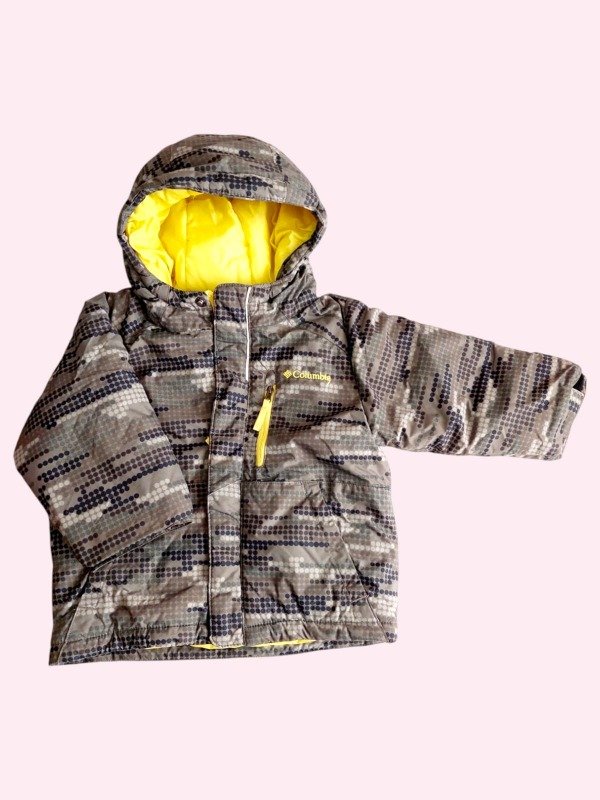 Producto - Campera de abrigo gris jaspeado con forro amarillo Columbia 2 años