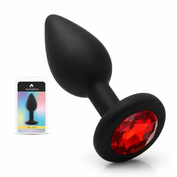 Producto - ANAL PLUG GEMMO SILICONE SMALL BLACK PLUG - RED DI - 1