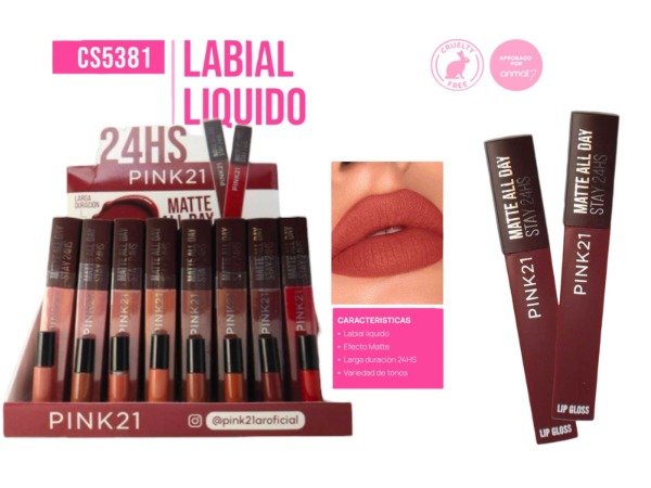 Producto - LABIAL LÍQUIDO MATTE 24H - PINK 21
