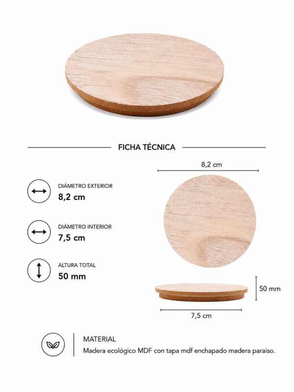 Producto - Tapa para velas de madera mdf