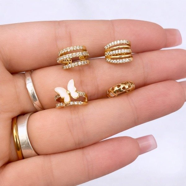 Producto - Cuff en Acero Dorado/Blanco con Strass x Unidad BL