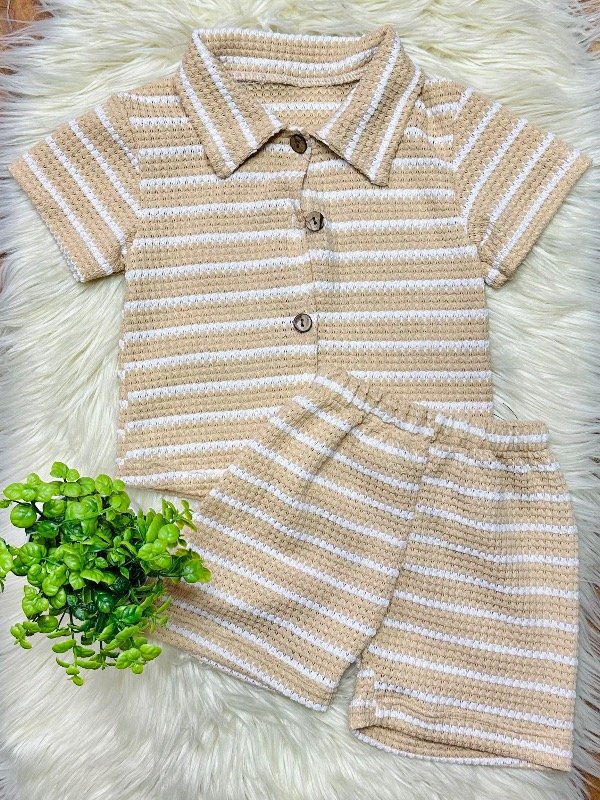 Producto - CONJUNTO THIAGO BEIGE (CAMISA + SHORT)