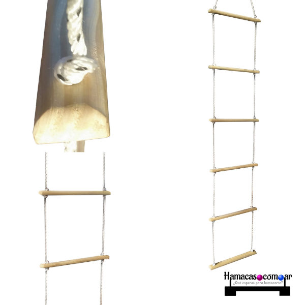 Producto - Escalera marinera trepadora colgante infantil madera con ganchos ENVÍO GRATIS
