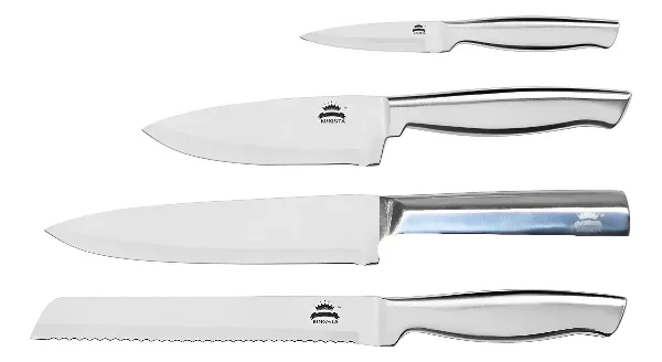 Producto - Set 4 Cuchillos De Cocina Cheff Todo Acero Inoxidable