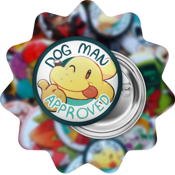 Producto - Pin 38mm - Dog Man Approved