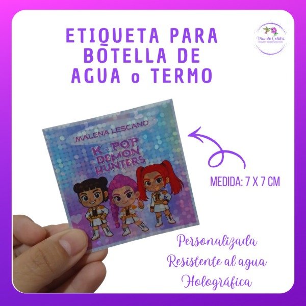Producto - Etiqueta personalizada para botella o termo - Holográfica