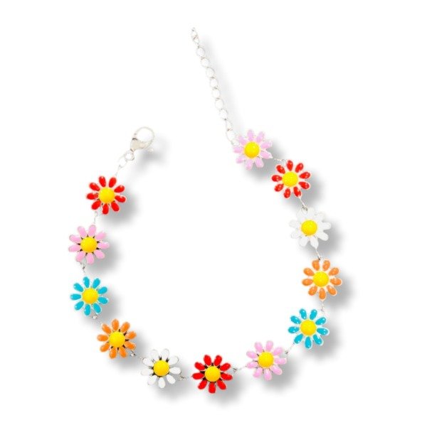 Producto - Pulsera margaritas multicolor acero quirúrgico