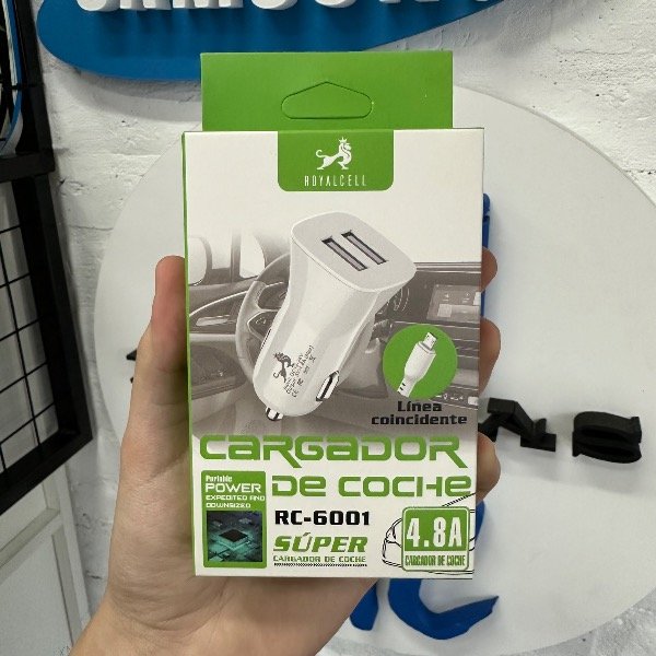 Producto - Cargador de auto 4.8A MicroUSB - Royacell
