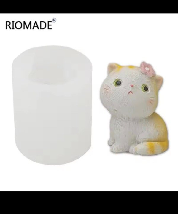 Producto - Molde de silicona Gatita con flor en la cabeza