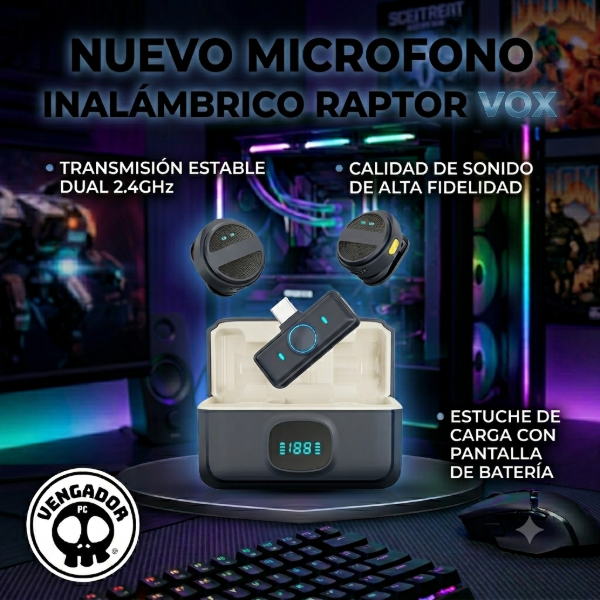 Producto - Microfono Raptor Vox Wireless Caja p/Streaming