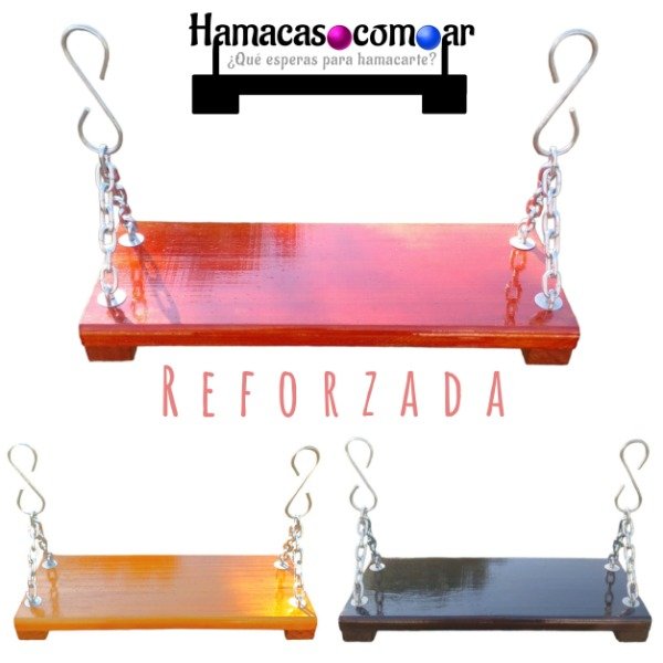 Producto - Hamaca de madera pintada con herrajes y salida de cadena ENVÍO GRATIS