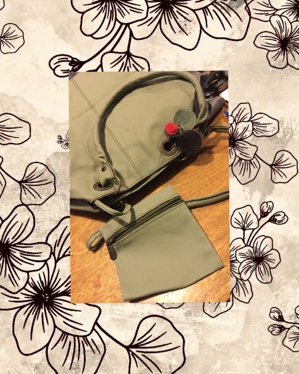 Producto - Cartera artesanal + bolsito de cuerina Verde