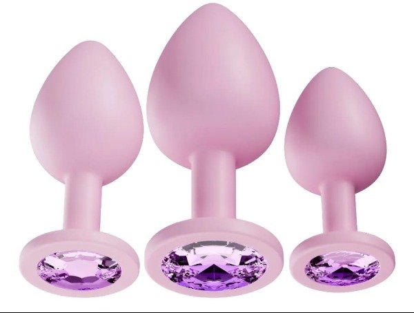 Producto - PLUG ANAL DE SILICONA VIOLETA CON STRASS TALLE S - 4