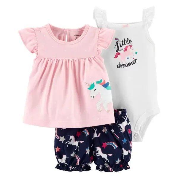 Producto - Trio Beba Verano Remera Rosa Unicornio