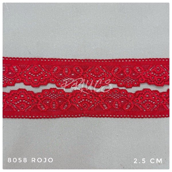 Producto - 8058- Puntilla Elastizada 2.5cm ROJO