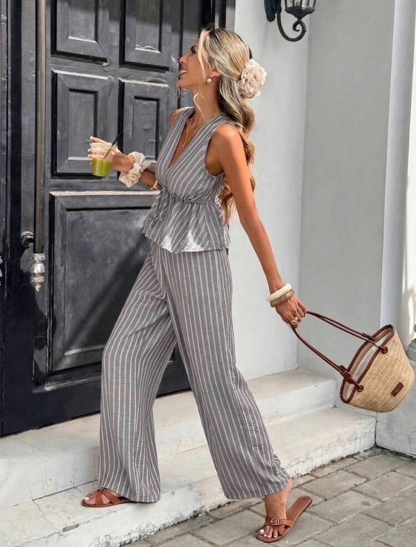 Producto - Pantalón SHEIN rayas gris - 0