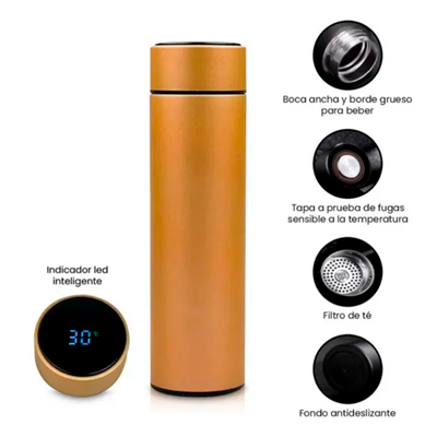 Producto - Termo Sensor Temperatura Botella Térmica 500ml Acero