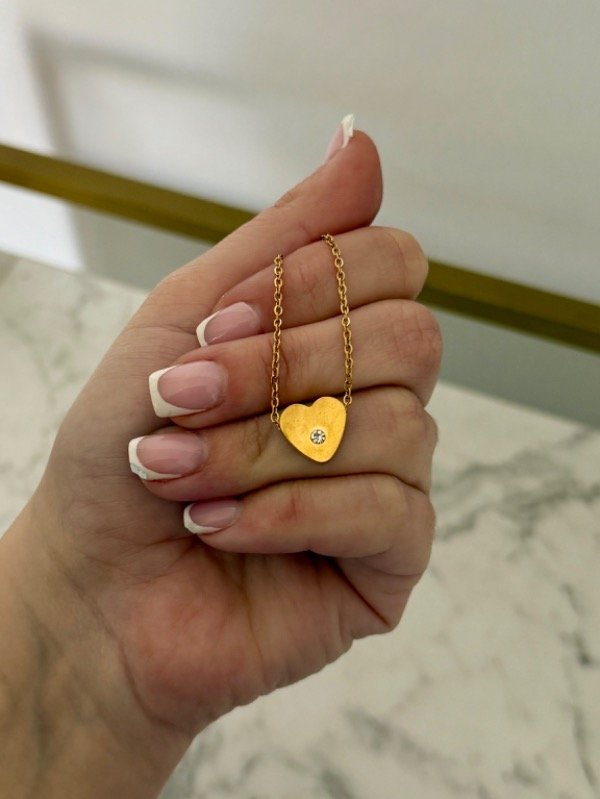 Producto - Cadena con dije CORAZON STRASS acero dorado