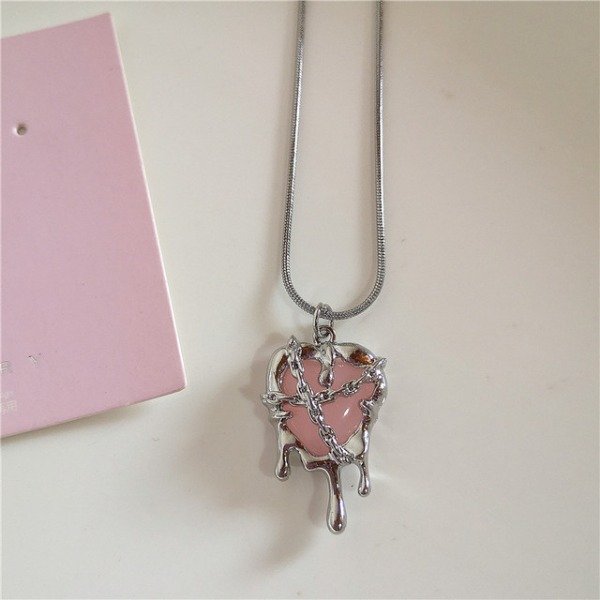 Producto - Collar Cadena Corazón Derretido Pink Y2K