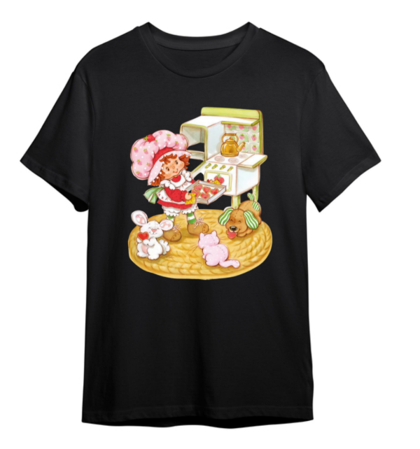 Producto - Remera Algodon Frutillitas Cocinera Negra y Blanca