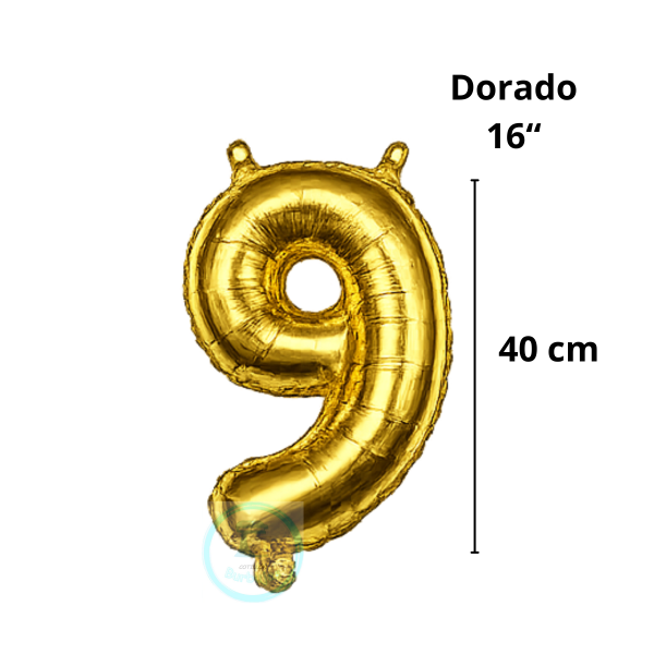 Producto - Globo N. 9 Metalizado 16" (40 cm) DORADO x1