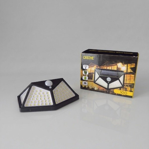 Producto - REFLECTOR SOLAR DE PARED CEEDYE 100 LED LUZ DE EXTERIOR CON SENSOR DE MOVIMIENTO