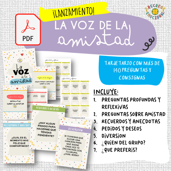 Producto - LA VOZ DE LA AMISTAD- Tarjetario- Versión digital PDF imprimible