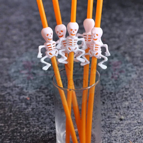 Producto - BOMBILLAS DE PLASTICO REUTILIZABLE CALABAZA/ CALAVERA/ ESQUELETO - 5