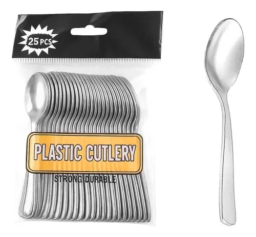 Producto - Paquete de 25 cucharitas plateado