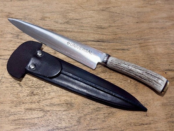 Producto - 264 - Cuchillo Parrillero UNIVERSAL REFORZADO Ciervo -Vaina cuero x20cm