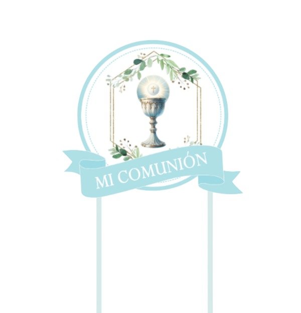 Producto - Topper mi comunión celeste