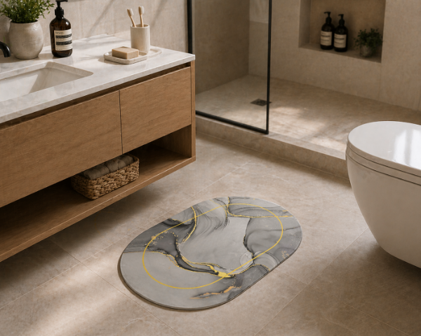 Producto - Alfombra Antideslizante para Baño Diseño Mármol