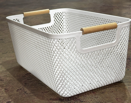 Producto - Contenedor blanco con asas estilo madera