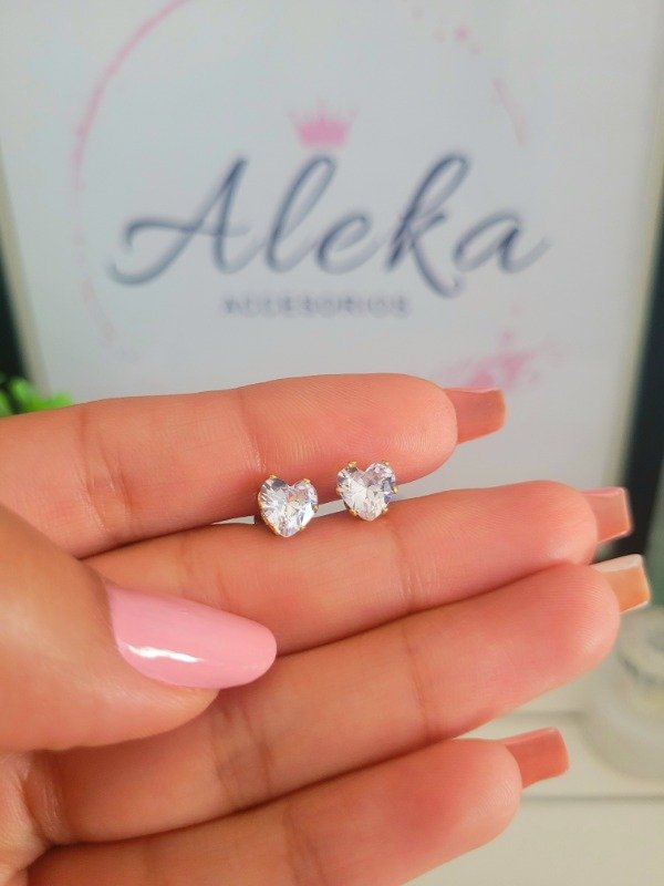 Producto - Conjunto corazón cubic de acero dorado - 3