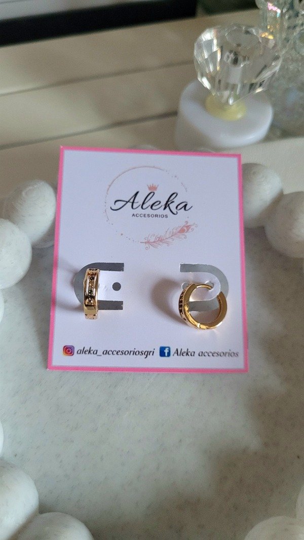 Producto - Argollas (1.3mm) tira strass de colores de acero dorado - 1