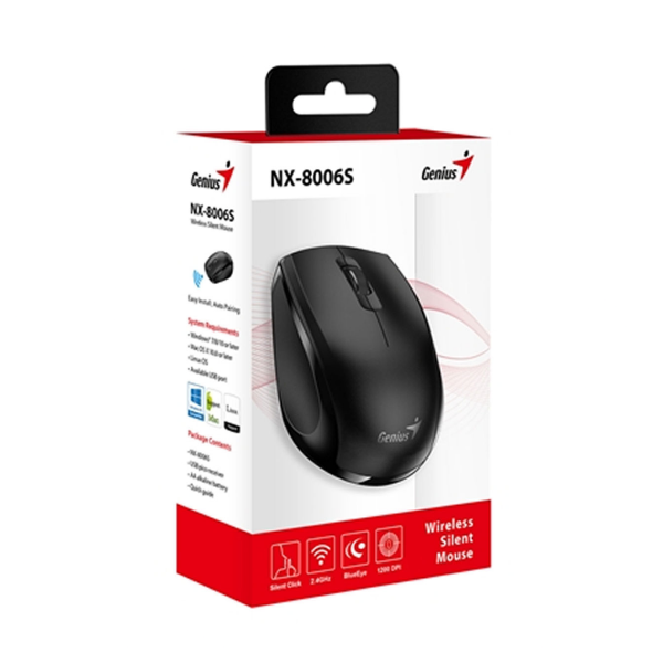 Producto - MOUSE GENIUS INALAMBRICO NX-8006S CON ADAPTADOR USB TIPO C NEGRO