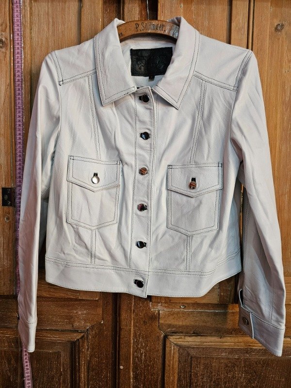 Producto - Campera de Cuero Melina Pinedo Blanca t.L