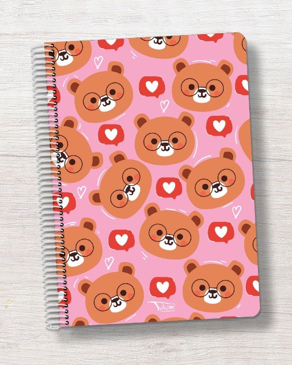 Producto - Cuaderno A4 tapa rígida plástica 100h dis. osos con lentes