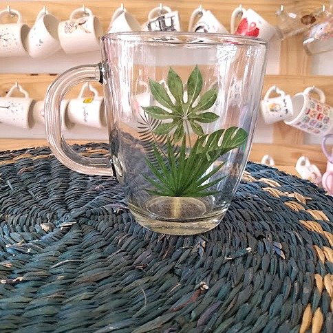Producto - TAZA BOMBE DE VIDRIO HOJAS