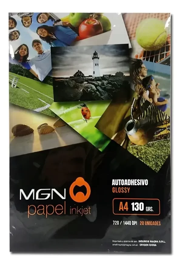 Producto - Papel Fotográfico Mgn A4 Glossy Autoadhesivo 130g 20 Hojas Blanco