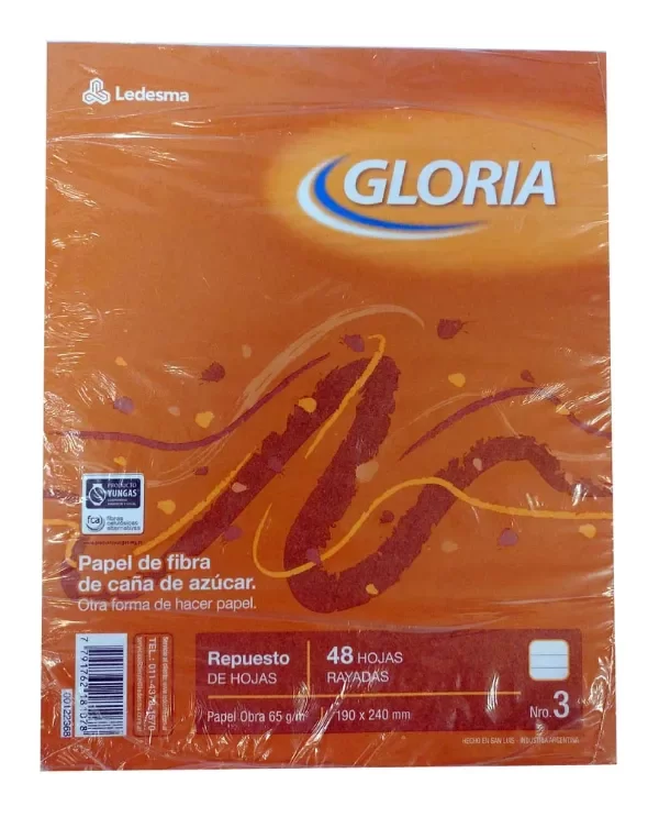 Producto - Repuesto Hojas Gloria x48 Rayado