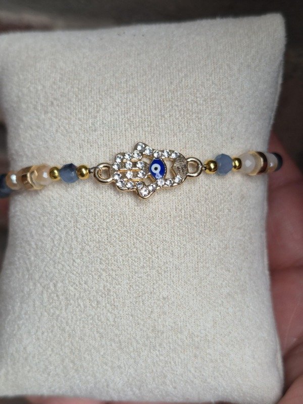 Producto - Pulsera-cristale mano de fatima con azul