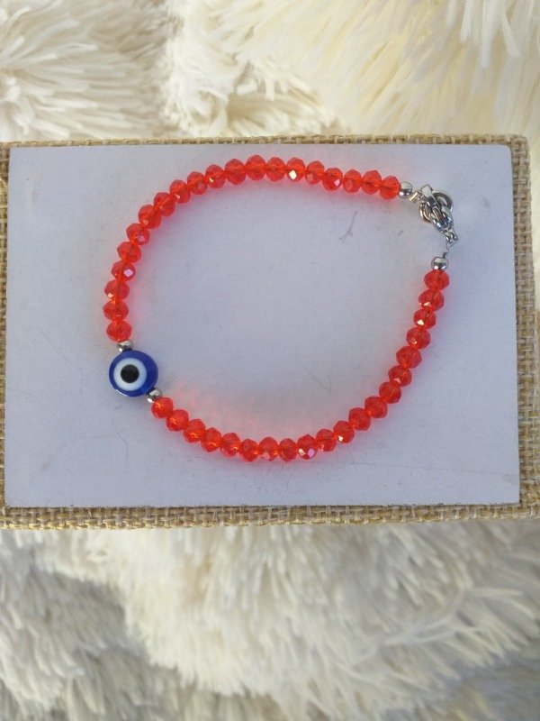 Producto - AQP0108 Cristal Rojo Bolita con Ojito Azul