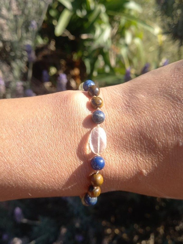 Producto - Pulsera cuarzo cristal, lapislazuli, ojo de tigre y labradorita