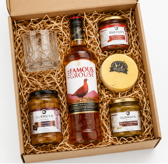 Producto - Caja de Regalo The Famous Grouse 750 ml + Vaso de Whisky + Picada Gourmet