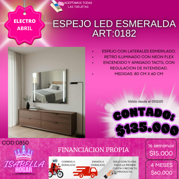 Producto - ESPEJO LED ESMERALDA COD:0850